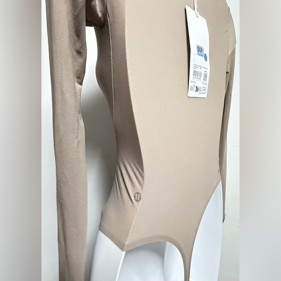 Lululemon Beige Taupe Wundermost Nulu Mesh Crewneck Bodysuit - Picture 6 of 10